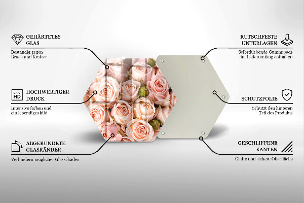 Skärbräda glas sexhörning Bukett fina rosor