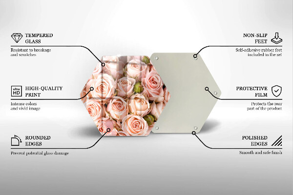 Skärbräda glas sexhörning Bukett fina rosor