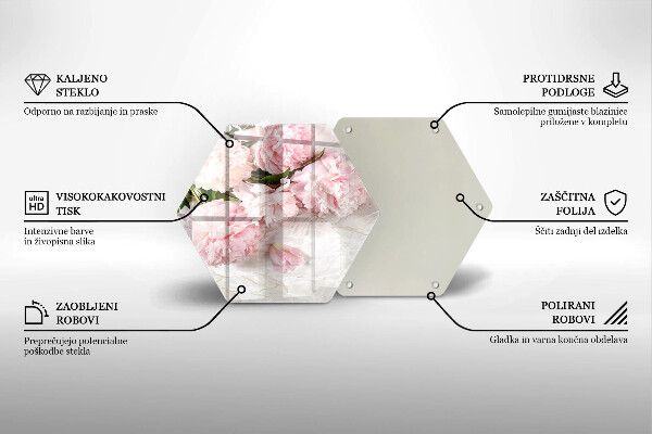 Skärbräda glas sexhörning Delika rosor blommor