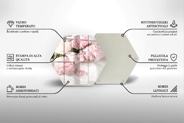 Skärbräda glas sexhörning Delika rosor blommor