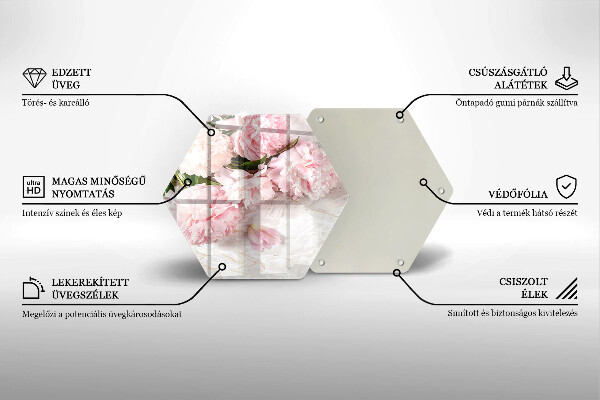 Skärbräda glas sexhörning Delika rosor blommor