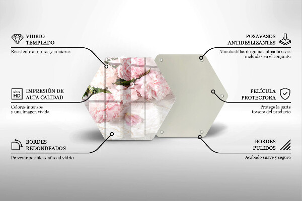 Skärbräda glas sexhörning Delika rosor blommor