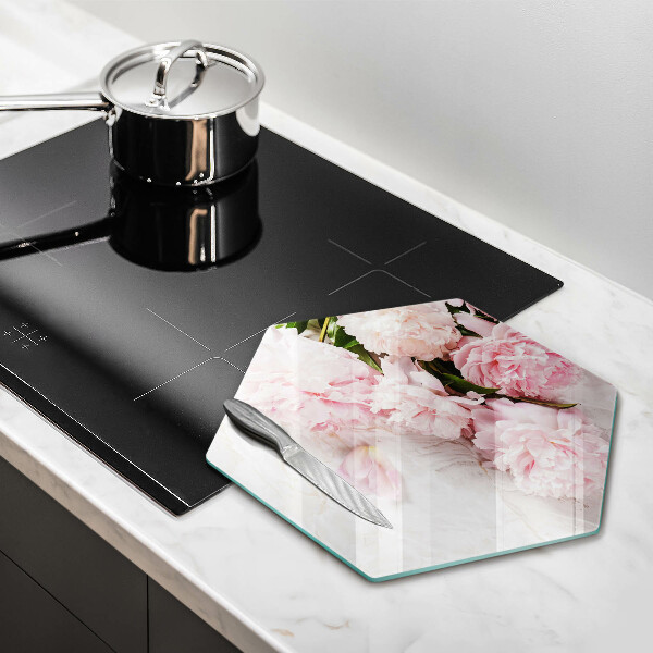 Skärbräda glas sexhörning Delika rosor blommor