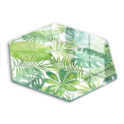 Skärbräda glas sexhörning Akvarell boho blad