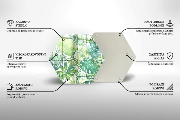 Skärbräda glas sexhörning Akvarell boho blad