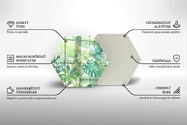 Skärbräda glas sexhörning Akvarell boho blad