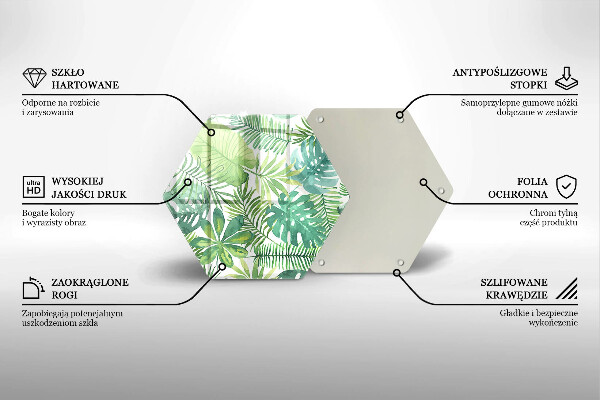 Skärbräda glas sexhörning Akvarell boho blad