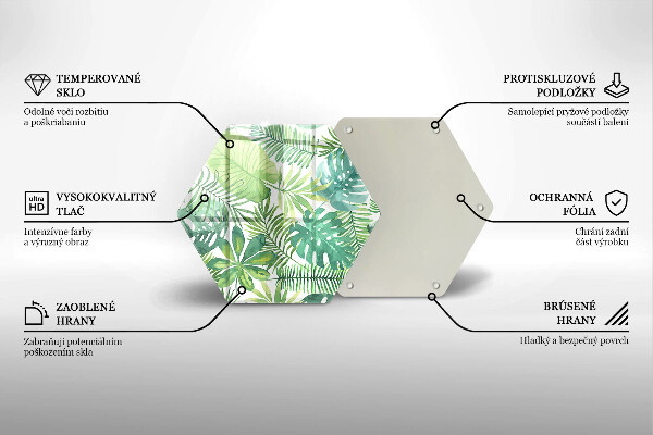 Skärbräda glas sexhörning Akvarell boho blad