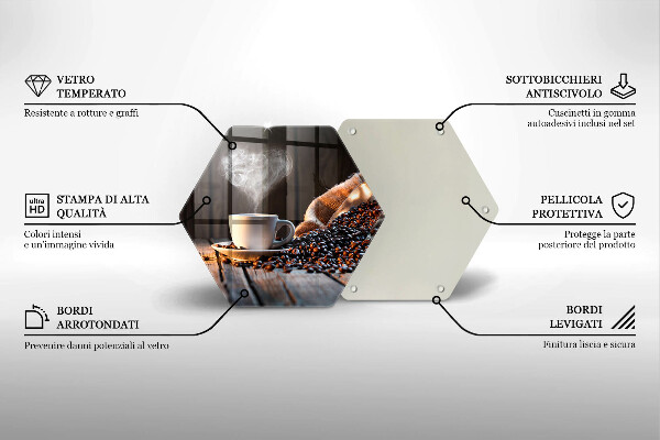 Skärbräda glas sexhörning Kaffekopp och hjärta