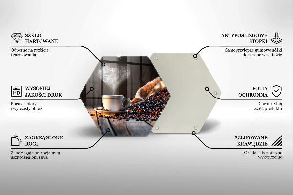 Skärbräda glas sexhörning Kaffekopp och hjärta