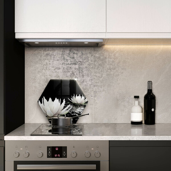 Skärbräda glas sexhörning Vita liljor på vattnet