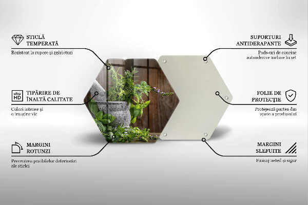 Skärbräda glas sexhörning Planterar örter och trä