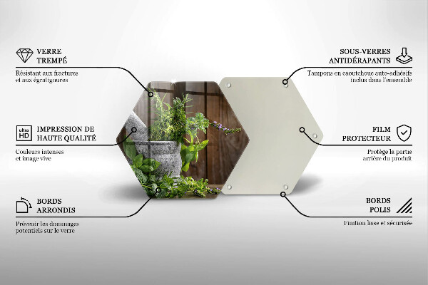 Skärbräda glas sexhörning Planterar örter och trä