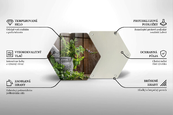 Skärbräda glas sexhörning Planterar örter och trä