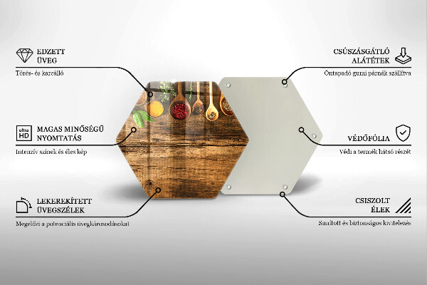 Skärbräda glas sexhörning Träskedar av kryddor