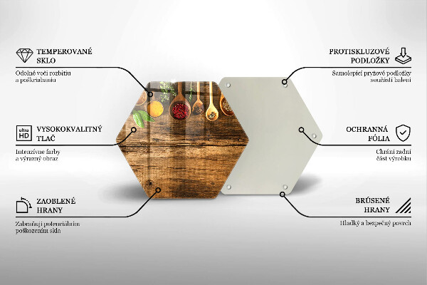 Skärbräda glas sexhörning Träskedar av kryddor