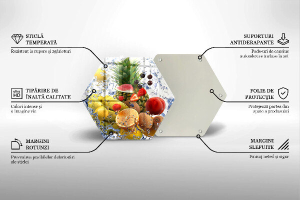 Skärbräda glas sexhörning Saftig frukt och vatten