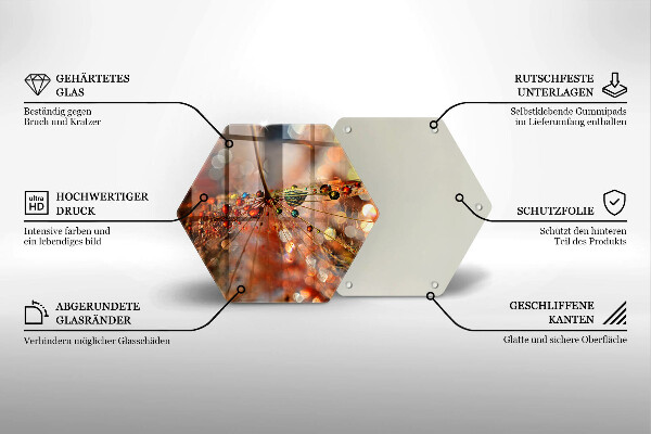 Skärbräda glas sexhörning Blöt maskros