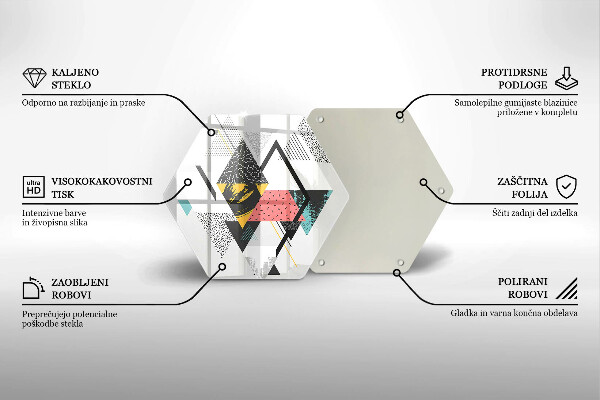 Skärbräda glas sexhörning Abstrakta trianglar