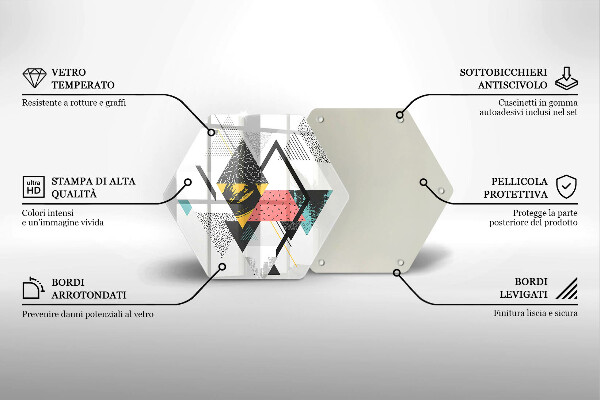 Skärbräda glas sexhörning Abstrakta trianglar