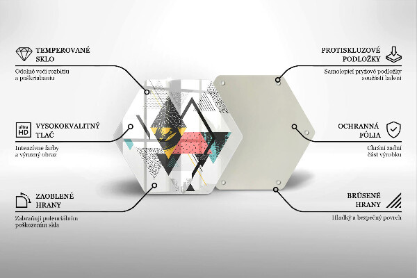 Skärbräda glas sexhörning Abstrakta trianglar