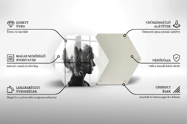 Skärbräda glas sexhörning Kvinna och skog
