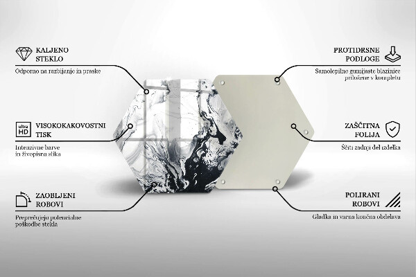 Skärbräda glas sexhörning Bläckabstraktion