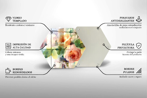Skärbräda glas sexhörning Målade blommor