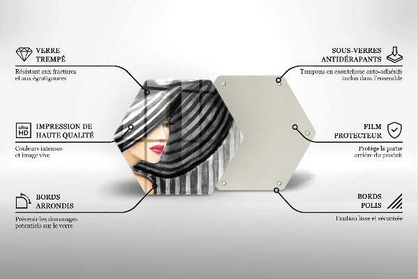 Skärbräda glas sexhörning Kvinna i hatt