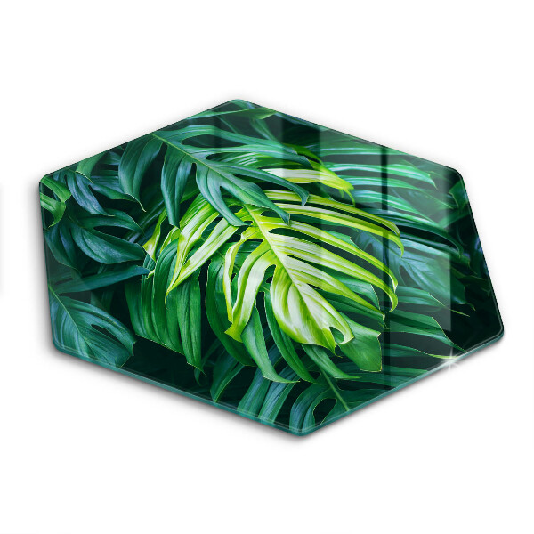 Skärbräda glas sexhörning Vilda monstera blad