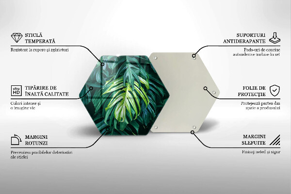 Skärbräda glas sexhörning Vilda monstera blad