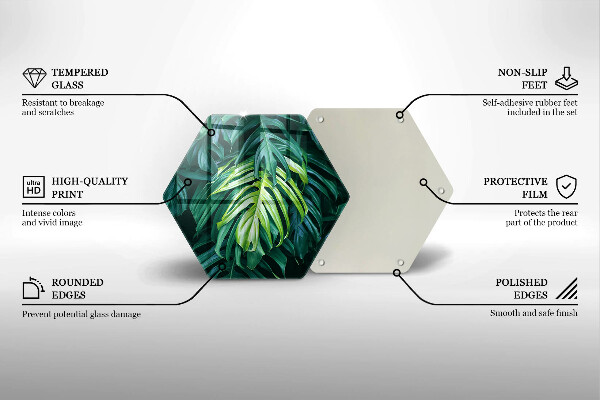 Skärbräda glas sexhörning Vilda monstera blad