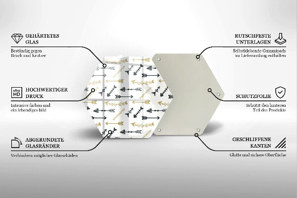 Skärbräda glas sexhörning Boho pilar mönster