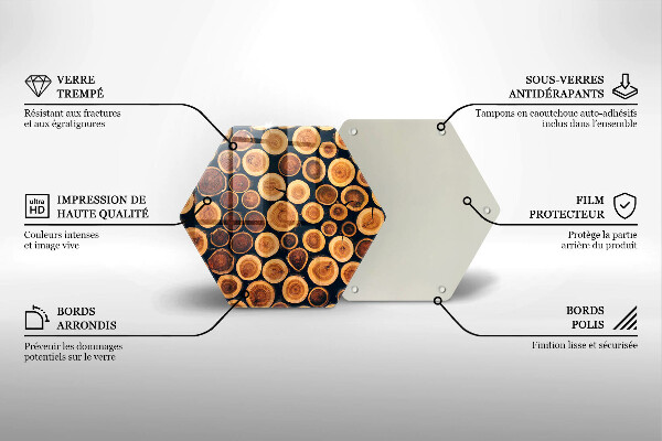 Skärbräda glas sexhörning Trästubbar