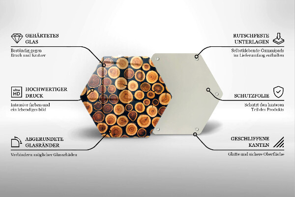 Skärbräda glas sexhörning Trästubbar