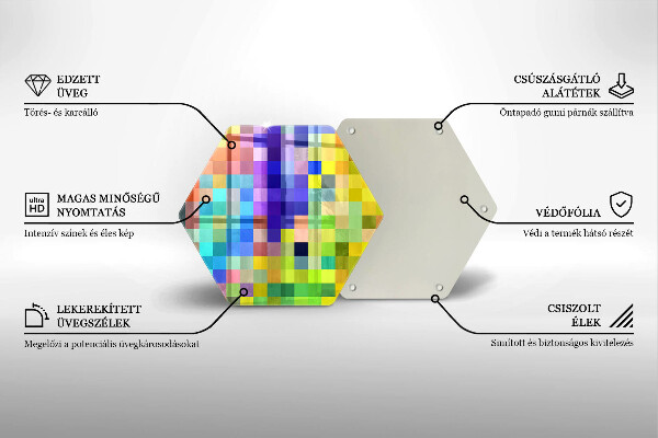 Skärbräda glas sexhörning Färgglada pixel rutor