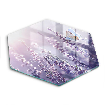 Skärbräda glas sexhörning Vildblommor och fjäril