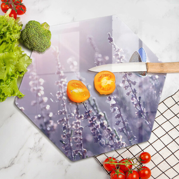 Skärbräda glas sexhörning Vildblommor och fjäril