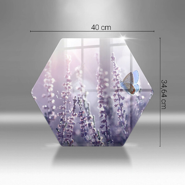 Skärbräda glas sexhörning Vildblommor och fjäril