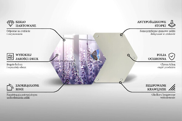 Skärbräda glas sexhörning Vildblommor och fjäril