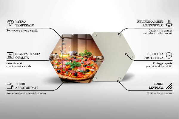 Skärbräda glas sexhörning Italiensk pizza