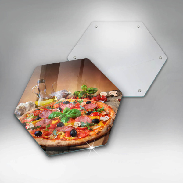 Skärbräda glas sexhörning Italiensk pizza