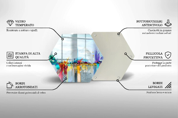 Skärbräda glas sexhörning Målad abstraktion