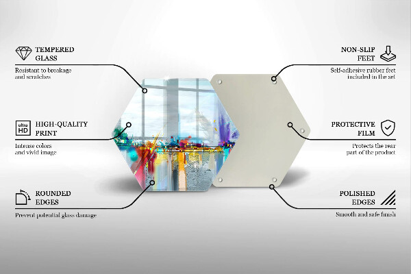 Skärbräda glas sexhörning Målad abstraktion