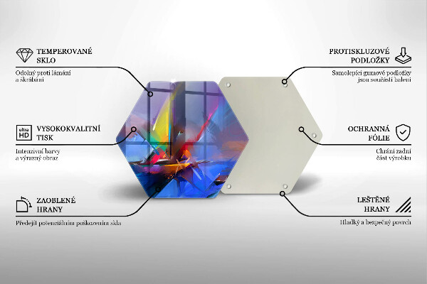 Skärbräda glas sexhörning Målad abstraktion