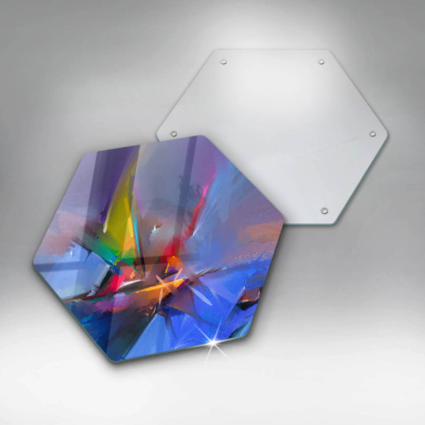 Skärbräda glas sexhörning Målad abstraktion