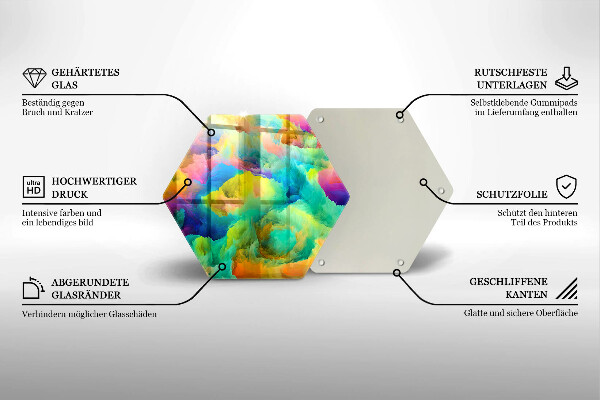Skärbräda glas sexhörning Färgglad abstraktion