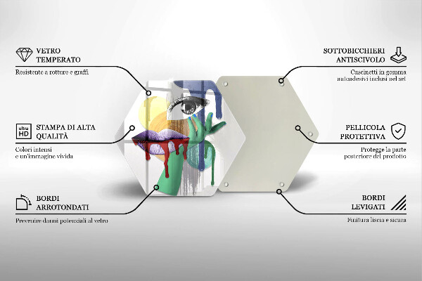 Skärbräda glas sexhörning Konst abstrakt collage