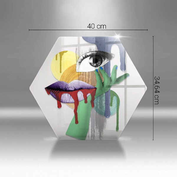 Skärbräda glas sexhörning Konst abstrakt collage