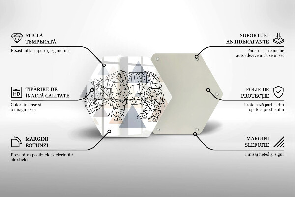 Skärbräda glas sexhörning Line art noshörning